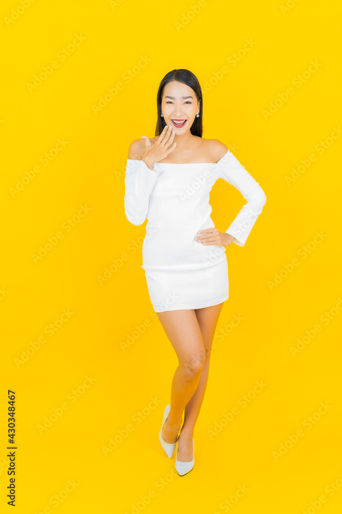 Portrait beautiful young business asian woman with smile and action Portrait beautiful young business asian woman with smile and action