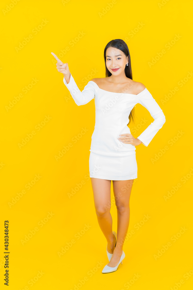 Portrait beautiful young business asian woman with smile and action Portrait beautiful young business asian woman with smile and action