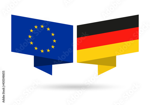 EU and Germany flags. European Union and German national symbols. Vector illustration.