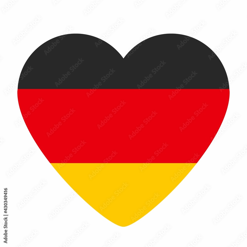 Naklejka premium Germany heart shaped flag colors. Isolated vector symbol.