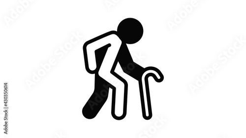 Man walking stick icon animation outline best object on white background