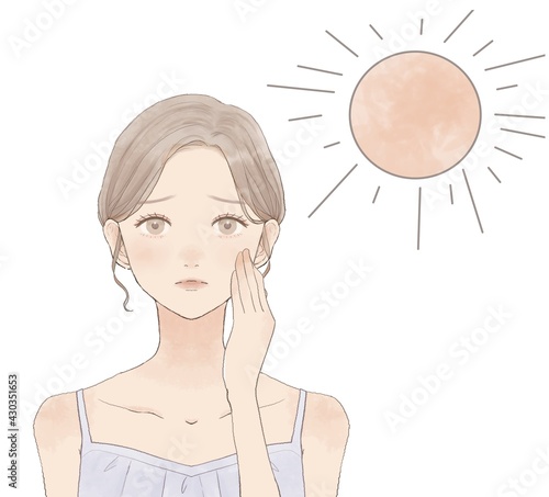 女性　日焼け
