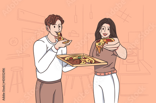 Fast food and eating pizza concept