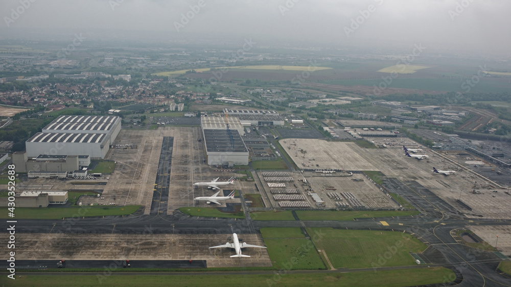  Paris Charles de Gaulle Airport.View from aircraft