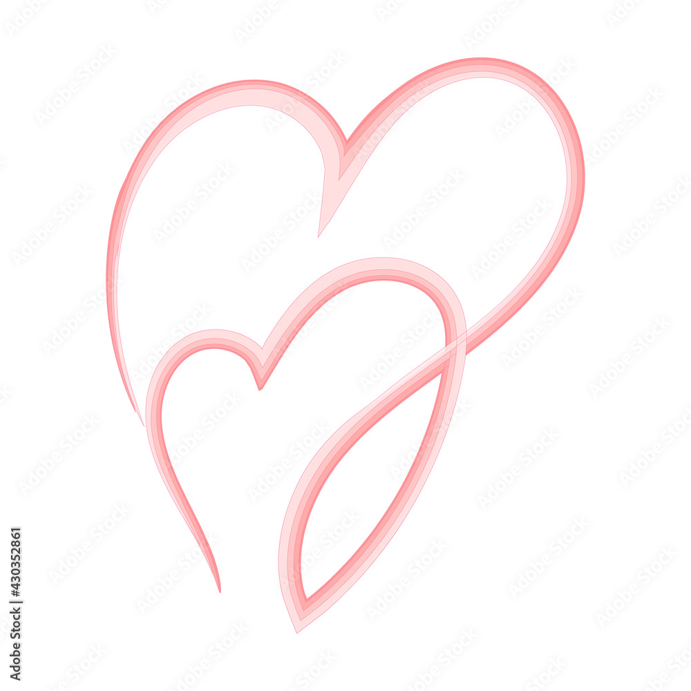 Red heart - outline drawing for an emblem or logo. Template for greeting card for Valentine's Day