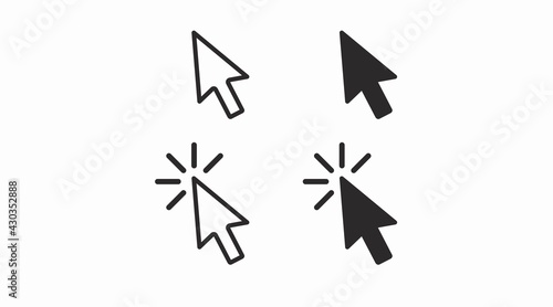 Arrow Pointer Icon Set. Vector isolated black and white illustration