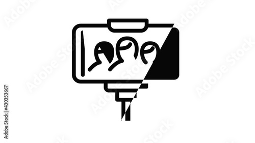 Selfie stick icon animation outline best object on white background
