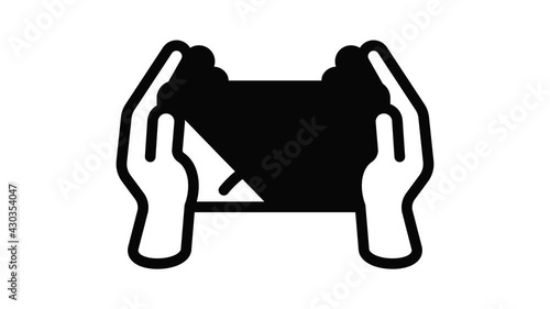Boy make selfie icon animation outline best object on white background