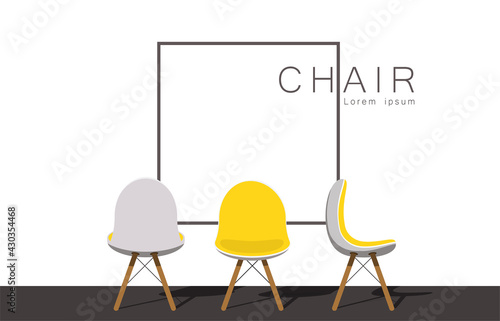 illustration vector frame of modern chair at furniture store as concept. Minimal style.