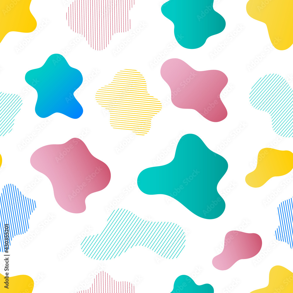 Seamless Pattern of random spots. Colored and striped spot. The spot is irregular in shape with a simple rounded smooth shape. Vector Seamless Pattern of random spots. Colored and striped spot. The spot is irregular in shape with a simple rounded smooth shape. Vector