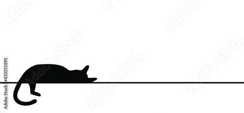 Drawing cat line pattern. sleeps, rests or dreams. Kitty silhouette pictogram. 