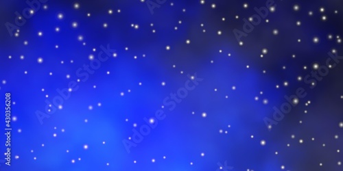 Dark BLUE vector template with neon stars. © Guskova