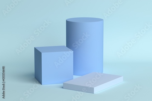 Presentation stand on a light background  minimalist style. Scene with geometric shapes. Free and clean podium for brand presentations of their products. 3D render