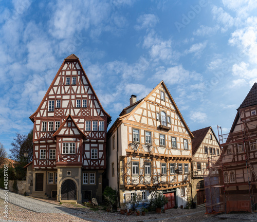Allgemeiner Blick auf alte Fachwerkhaeuser in Bad Wimpfen, Baden Wuertenberg, Deutschland