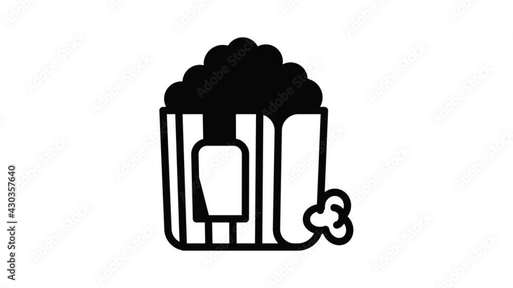 Popcorn bag icon animation outline best object on white background Popcorn bag icon animation outline best object on white background