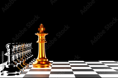 3D render of chess leader and success, 3D illustration.