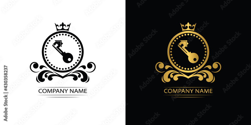 rent house logo template luxury royal vector sale house company decorative emblem with crown	
