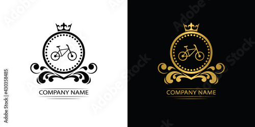 bicycle logo template luxury royal vector company decorative emblem with crown