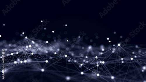 Network connection data structure. Information technology. Big data visualization. 3D rendering.