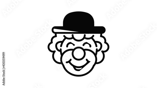 Smiling clown icon animation outline best object on white background
