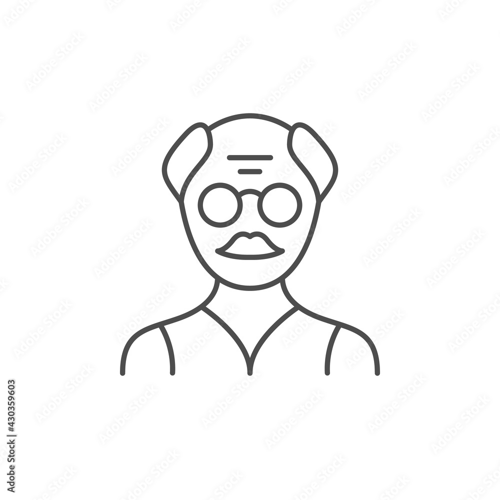 Old man line outline icon Old man line outline icon
