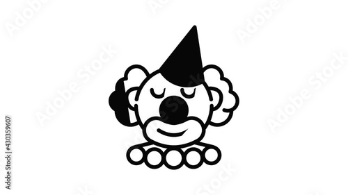 Birthday clown icon animation outline best object on white background