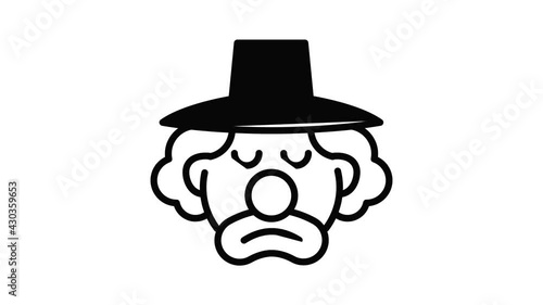 Sad clown icon animation outline best object on white background