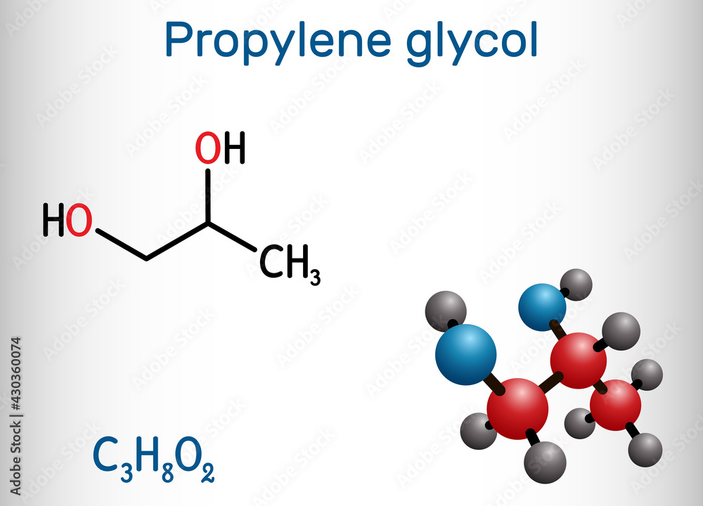 Vetor de Propylene glycol (1,2propanediol, propane1,2diol) molecule