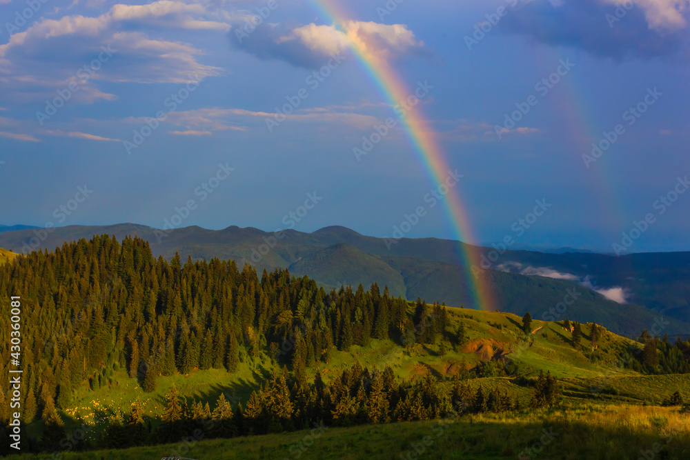 Rainbow over the mountains, Bucegi Mountains, Romania, Prahova County Rainbow over the mountains, Bucegi Mountains, Romania, Prahova County
