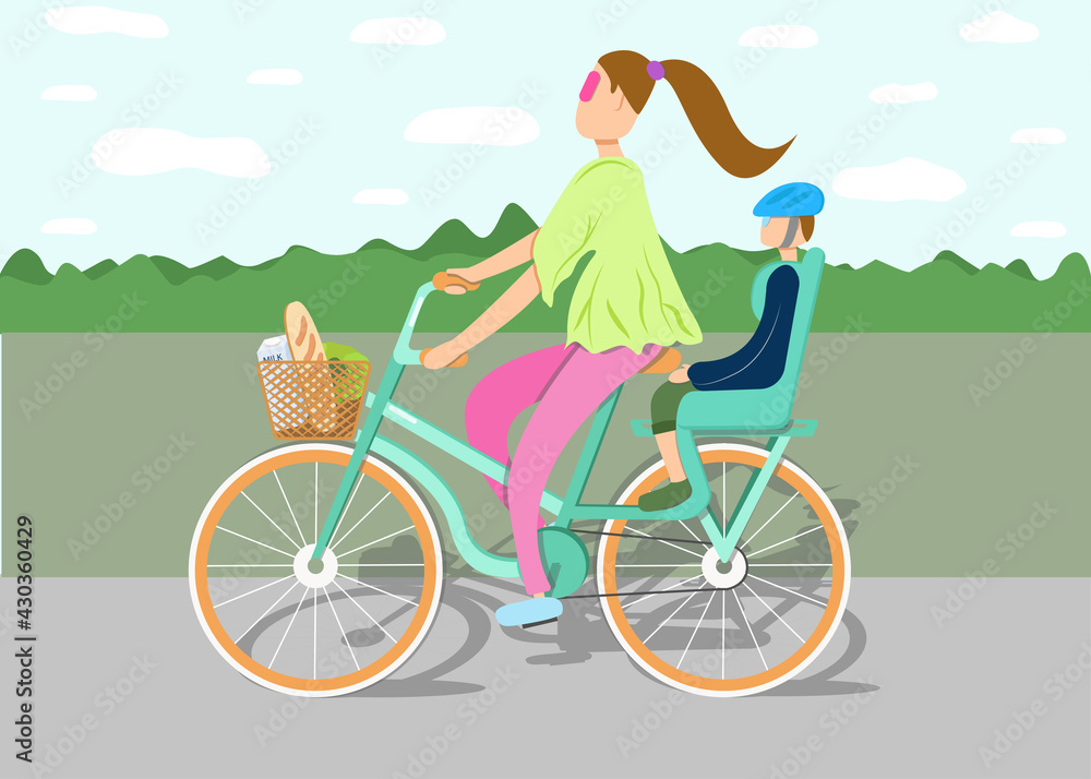 Mom and baby on a bike Mom and baby on a bike