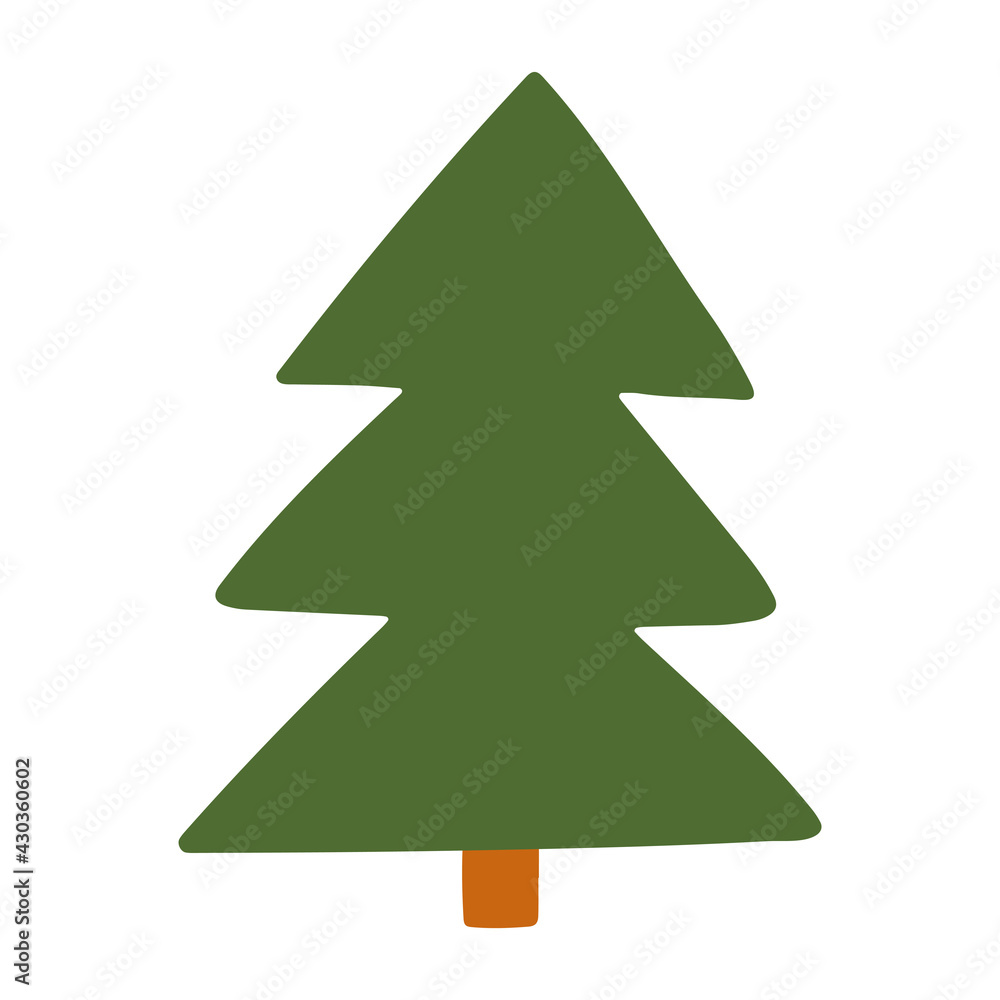 Spruce. Tree Vector hand-drawn illustration in flat style. Isolated element on a white background. Eco and nature and plant images. Ecology and environment protection Spruce. Tree Vector hand-drawn illustration in flat style. Isolated element on a white background. Eco and nature and plant images. Ecology and environment protection