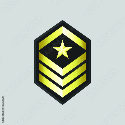 Golden sergeant military rank vector on gray background