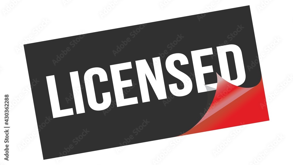 LICENSED text on black red sticker stamp. LICENSED text on black red sticker stamp.
