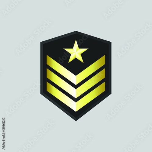 Golden sergeant military rank vector on gray background