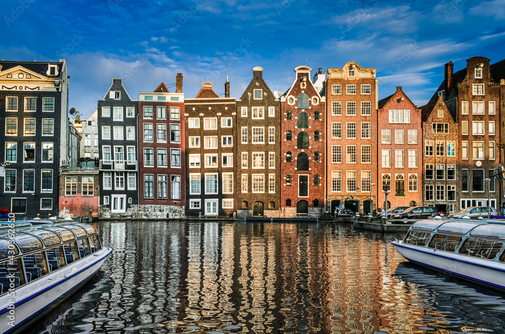 Traditional buildings of Amsterdam, Netherlands