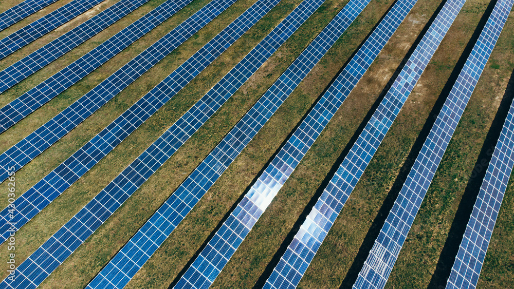 Solar panels in aerial view Solar panels in aerial view