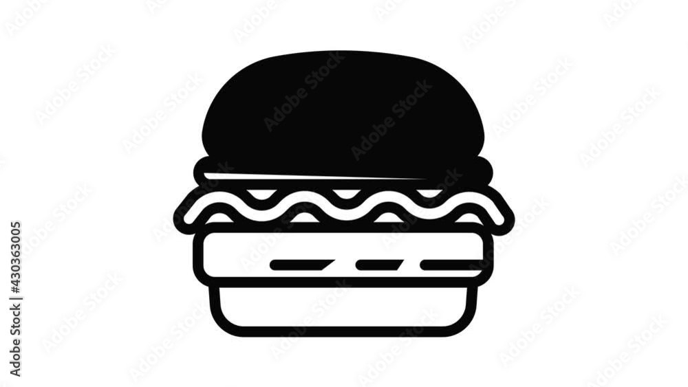Lunch burger icon animation outline best object on white background Lunch burger icon animation outline best object on white background