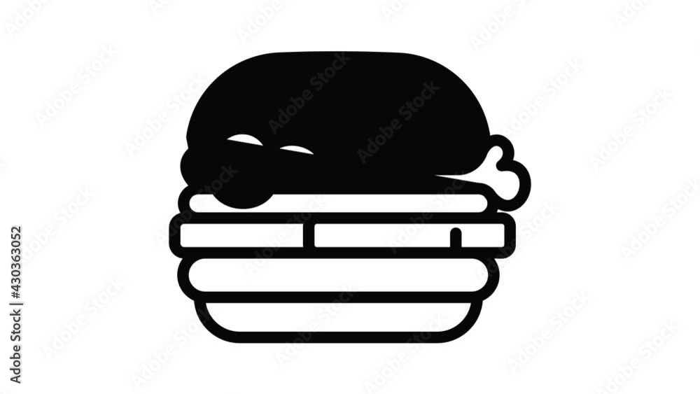 American burger icon animation outline best object on white background American burger icon animation outline best object on white background