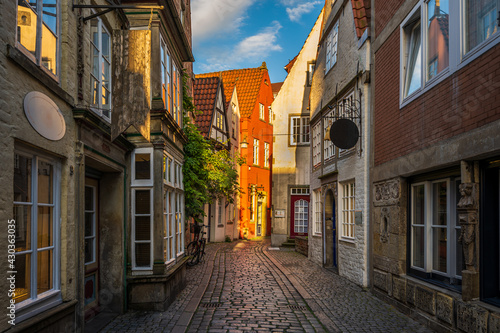 Buildings in the historic Schnoor district in Bremen, Germany © Mapics