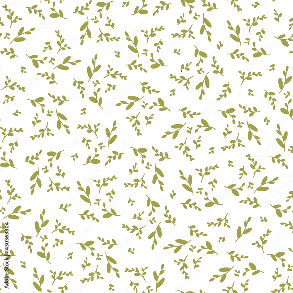 Fototapeta seamless pattern small twigs on white background