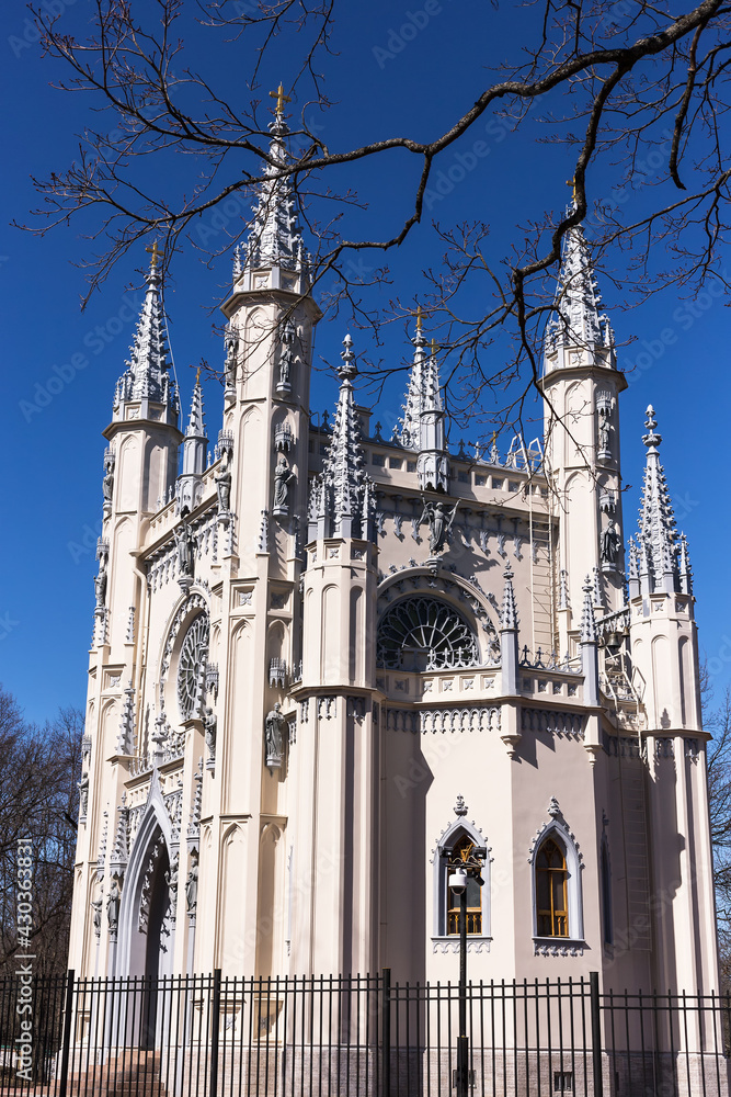 Gothic Chapel - a functioning Orthodox church in Peterhof, St. Petersburg Gothic Chapel - a functioning Orthodox church in Peterhof, St. Petersburg