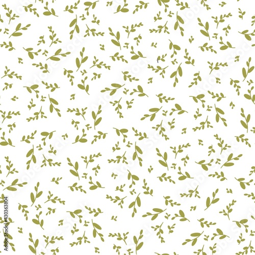 seamless pattern small twigs on white background