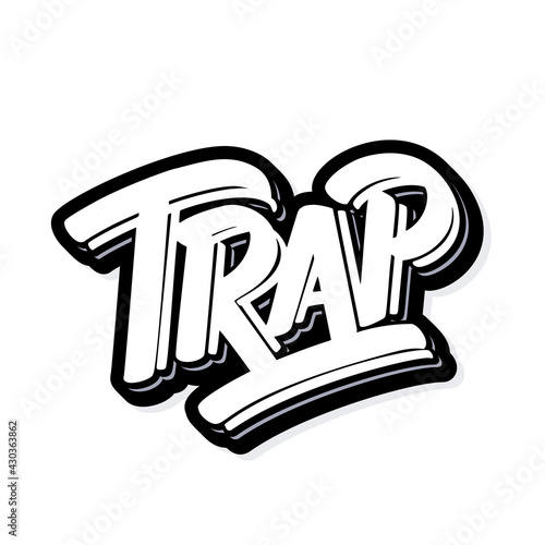 TRAP. Music style. Vector handwritten lettering.