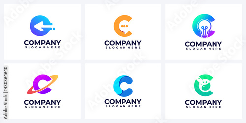 set of modern abstract letter c logo inspiration