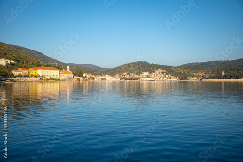 View from water of mediterranean town Vis without tourists. Yachtind destination  island Vis  Croatia