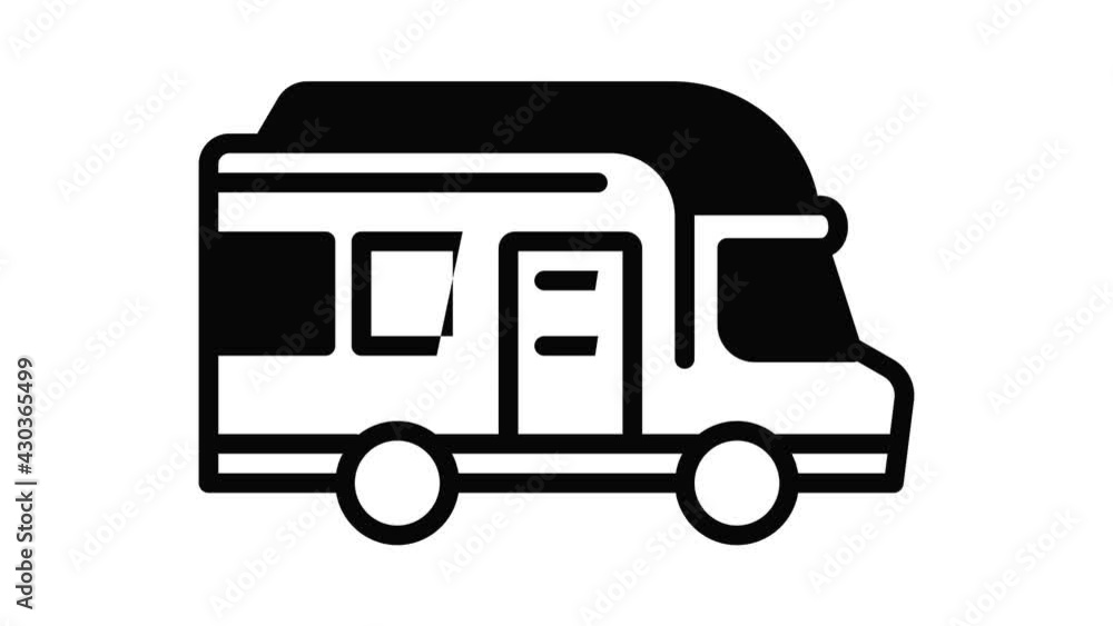 Camp truck icon animation outline best object on white background Camp truck icon animation outline best object on white background