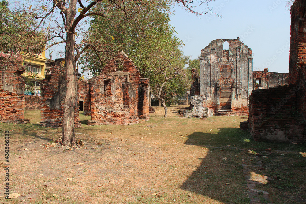 ruined building (phaulcon's house) in lopburi (thailand)
