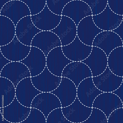 Sashiko pattern. Vector seamless embroidery Japanese traditional art.