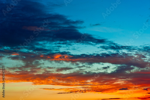 Beautiful clouds in the summer sunset sky
