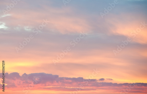 Pink clouds in the beautiful summer sunset sky (background) © E.O.